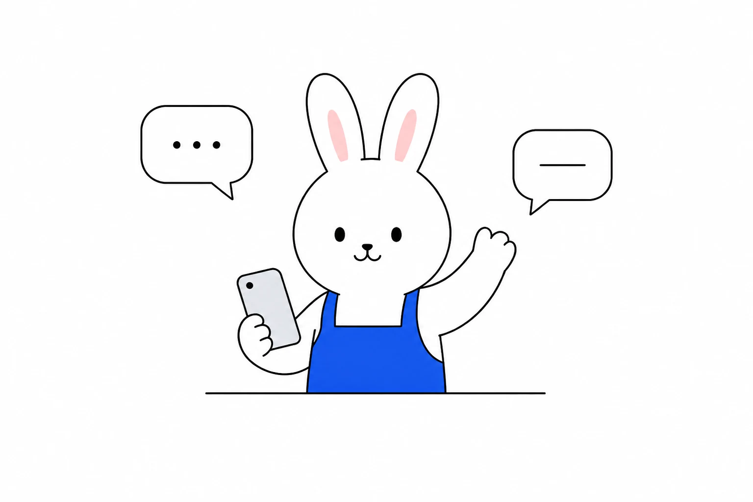 채팅을 안내하는 CLING 토끼